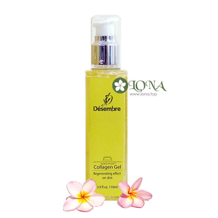 Gel collagen chứa vàng 24k Desembre được dùng trong quy trình tắm trắng da mặt với vàng 24k tại Cần Thơ nhằm kích thích sản sinh collagen và mang lại vẻ sáng mịn tự nhiên.